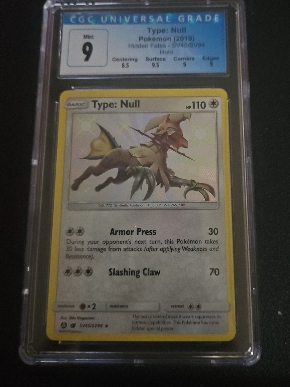 Pokemon Type: Null Holo Card with Yellow Border